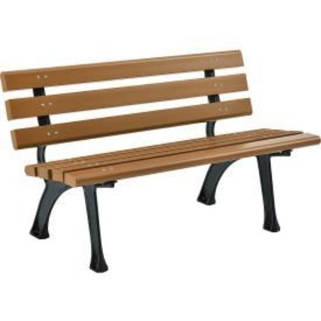 GLOBAL EQUIPMENT 4' Plastic Park Bench With Backrest, Tan 240125TN